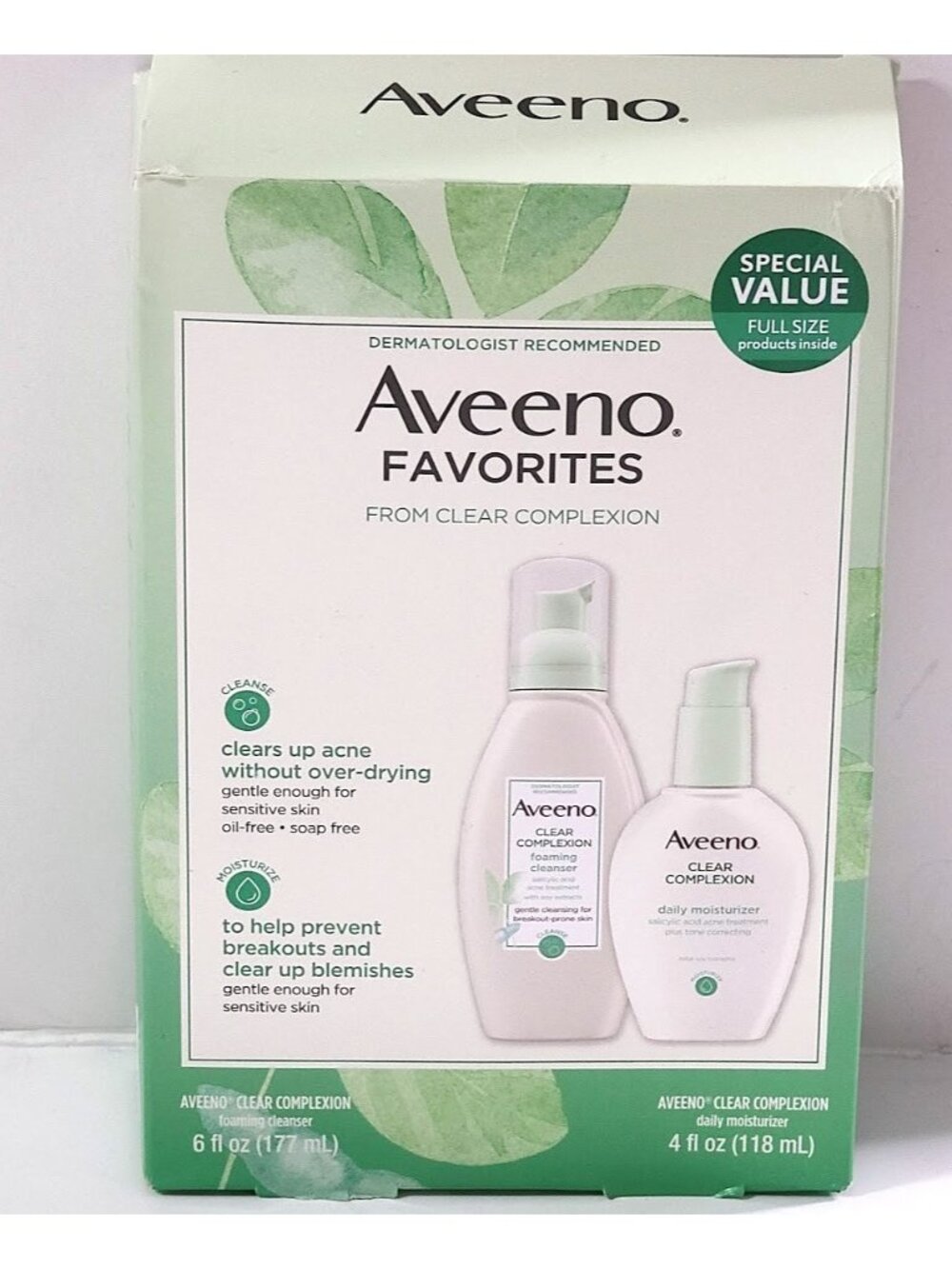 Aveeno Clear Complexion Foaming Cleanser 6 oz + Daily Moisturizer 4 oz 08/2022